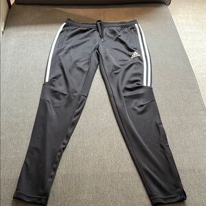 Adidas Black Track Pants with White Stripes